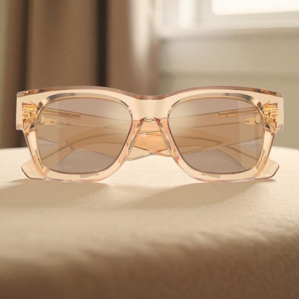 Burberry Square Champagne Sunglasses with Mirror Lens BE 4424 40625A - Picture 9 of 9